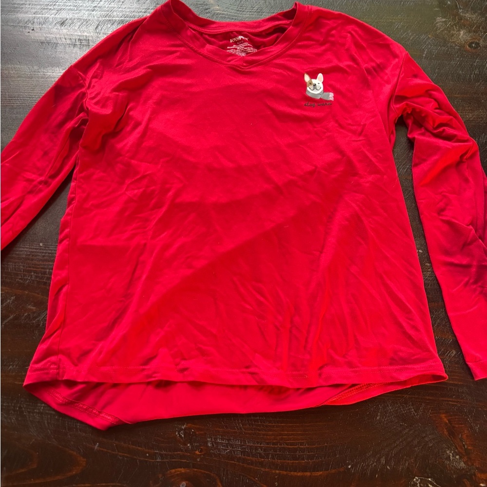 Vibrant Red Long Sleeve Pajama Top